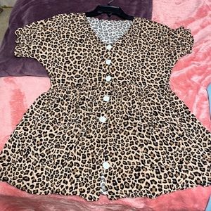 Cheetah print button up blouse